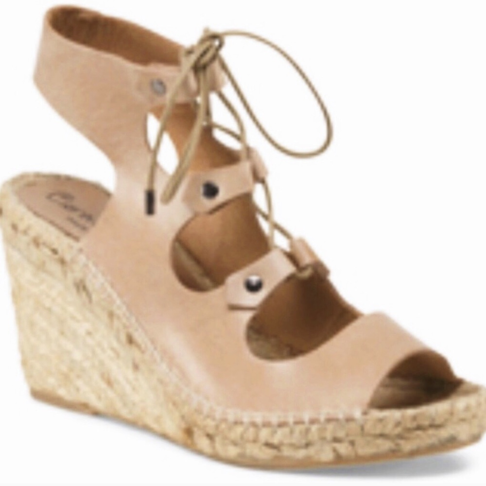 Carmen Saiz Lace up Wedge Espadrille Size 10